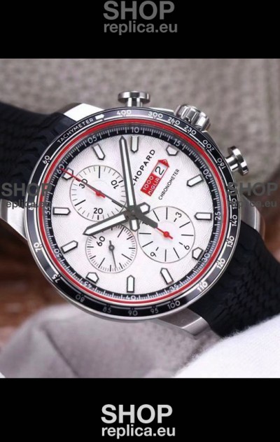 Chopard Classic Racing Chronograph 1:1 Mirror Replica Watch in Steel Casing - White Dial