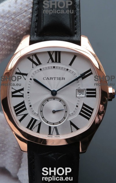 Drive De Cartier 1:1 Mirror Replica Watch in Rose Gold Plating - White Dial 
