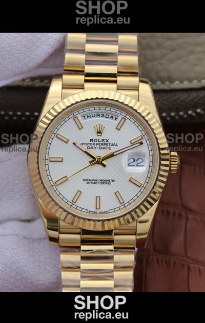 Rolex Day Date Presidential 904L Steel Yellow Gold 40MM - White Dial 1:1 Mirror Quality Watch