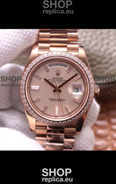 Rolex Day Date Presidential 904L Steel Rose Gold 40MM - Gold Dial 1:1 Mirror Quality Watch