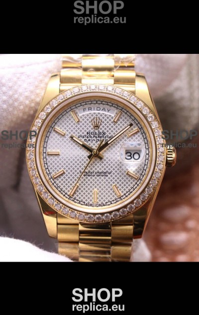 Rolex Day Date Presidential 904L Steel Yellow Gold 40MM - White Steel Dial 1:1 Mirror Quality Watch