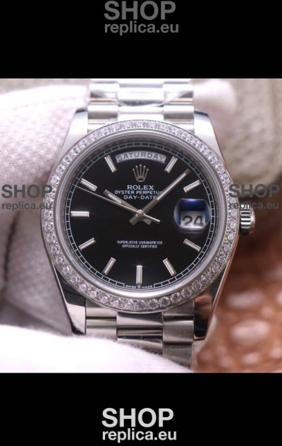Rolex Day Date Presidential 904L Steel 40MM - Black Dial 1:1 Mirror Quality Watch