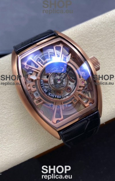 Franck Muller Curvex Grand Central Tourbillon Rose Gold Casing Watch in 1:1 Mirror Replica Watch