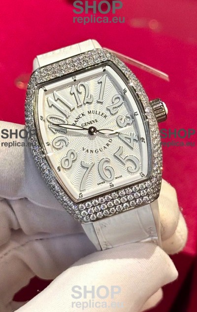 Franck Muller V32 Swiss Quartz Mossanite 1:1 Replica Watch 36MM White Numerals