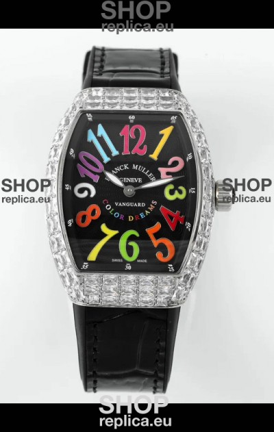 Franck Muller Vanguard V32 Black Dial - Color Dreams with Diamonds Casing Swiss Replica