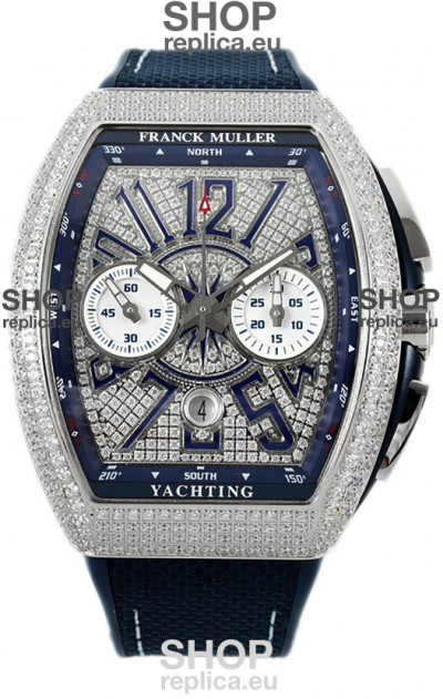 Franck Muller Vanguard V45 Chronograph 904L Steel Diamonds Embedded Dial Swiss Replica