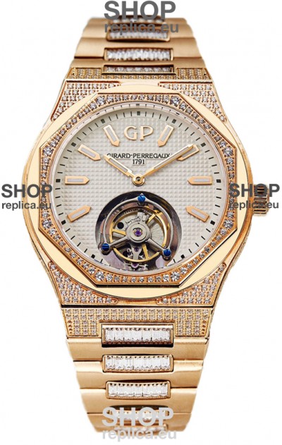 Girard Perregaux Laureato Tourbillon 1:1 Mirror Swiss Replica Watch Rose Gold Casing 