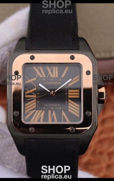 Cartier Santos Titanium Casing Watch in Rose Gold Bezel 1:1 Mirror Quality - Automatic Movement