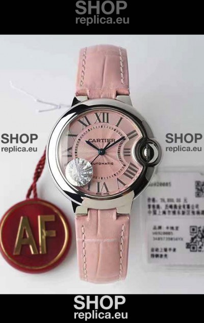 Ballon De Cartier Swiss Automatic 1:1 Mirror Quality 33MM in Pink Dial/Strap 