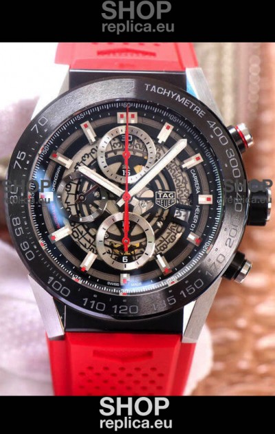 Tag Heuer Carrera Heuer 01 Swiss Replica Watch in Red Strap 45MM 