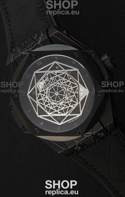 Hublot Big Bang Sang Bleu 45MM Black PVD Coated Swiss Replica Watch 