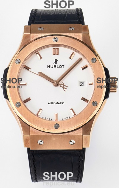 Hublot Super Clone Classic Fusion Rose Gold 42MM 1:1 Mirror Replica Watch White Dial
