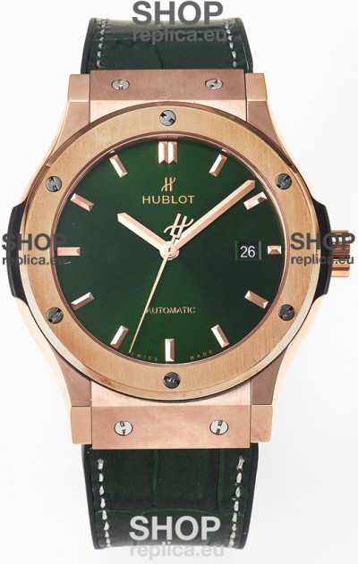 Hublot Super Clone Classic Fusion Rose Gold 42MM 1:1 Mirror Replica Watch Green Dial