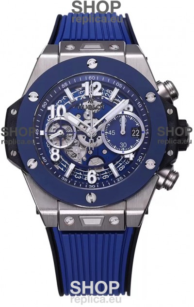Hublot Big Bang Unico Blue Stainless Steel Casing 1:1 Mirror Edition Swiss Replica Watch