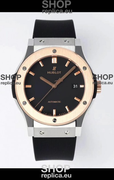 Hublot Classic Fusion Two Tone Black Dial 42MM Swiss Replica Watch 1:1 Mirror Quality