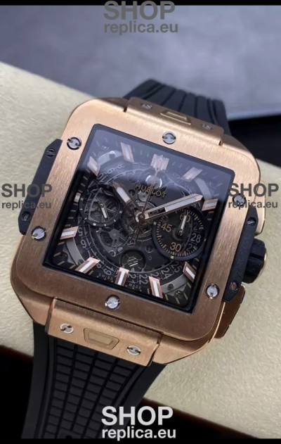 Hublot Square Bang Unico Rose Gold Titanium Chronograph Watch 1:1 Mirror Replica