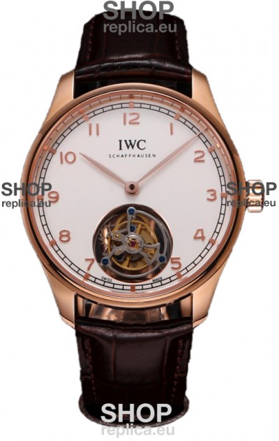 IWC Portugieser IW545801 Hand-Wound Genuine Tourbillon Rose Gold Swiss Replica Watch 