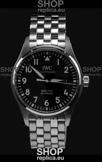 IWC MARK XVIII Swiss Replica Watch in 904L Steel Black Dial 40MM - 1:1 Mirror Replica