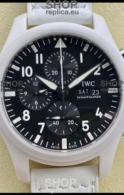 IWC Pilot's Chronograph Top Gun Ceramic IW389105 1:1 Mirror Replica in Black Dial