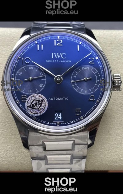 IWC Super Clone Portugieser Swiss 1:1 Mirror Replica Watch Blue Dial Steel Case Watch