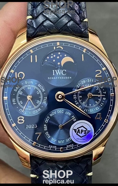 IWC Portuguese Perpetual Calendar Rose Gold Swiss Replica Watch REF. IW503312