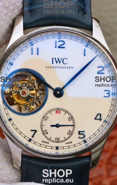 IWC Portuguese Genuine Swiss Tourbillon Movement Watch in White Dial