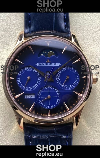 Jaeger LeCoultre Super Clone Master Ultra-Thin Perpetual Calendar Blue Dial Watch