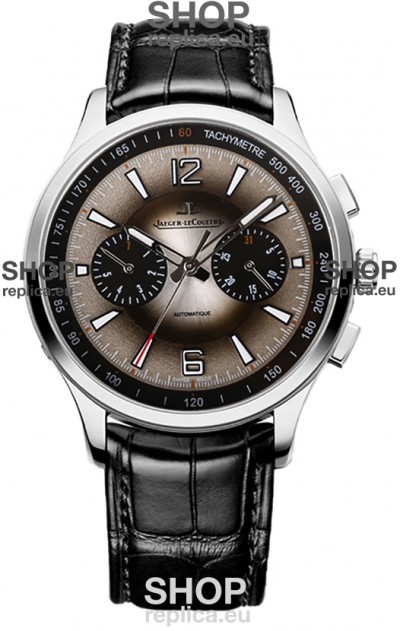 Jaeger LeCoultre Polaris Q902843J Chronograph Grey Dial Leather Strap Swiss Replica Watch 