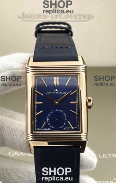 Jaeger-LeCoultre Reverso DuoFace Rose Gold Casing Watch Blue Dial in Swiss Automatic Movement