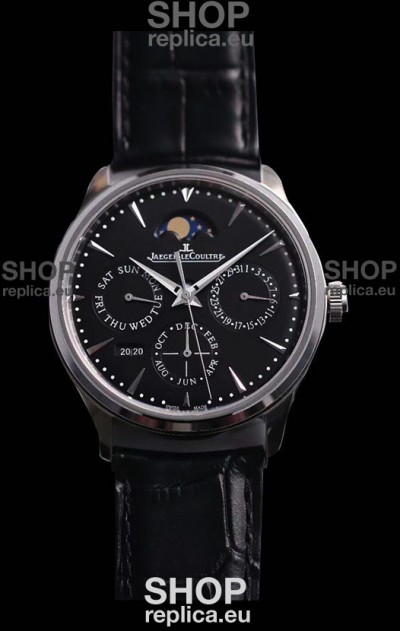 Jaeger LeCoultre Master Ultra Thin Perpetual Swiss Replica Watch in Black Dial 