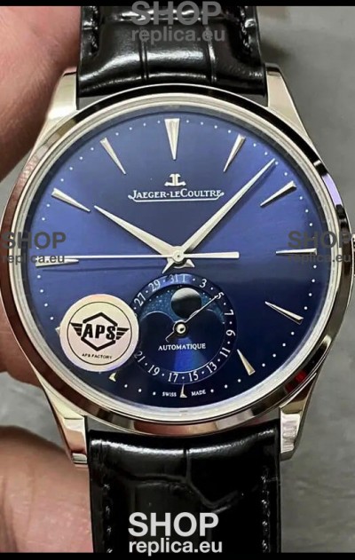Jaeger LeCoultre Master Ultra Thin Moon Blue Dial 904L Steel 1:1 Mirror Replica Watch