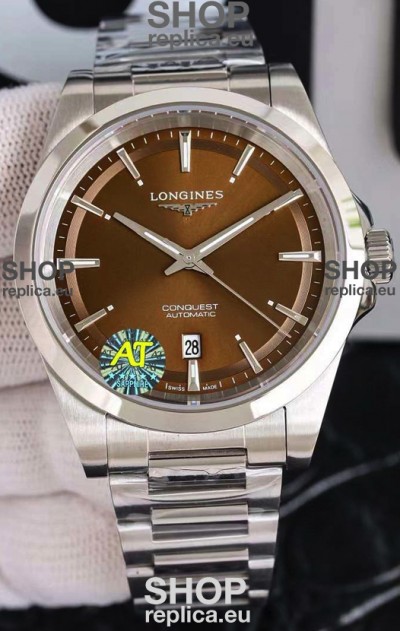 Longines Conquest Automatic Brown Dial Automatic Watch in Steel Casing