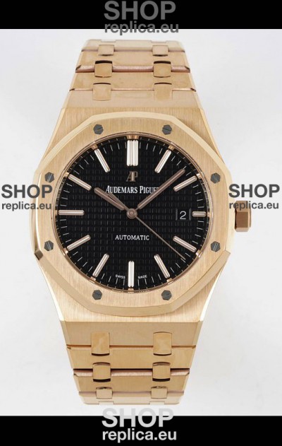 Audemars Piguet Royal Oak 15400 41MM Black Dial 904L Rose Gold CALIBRE 3120 Movement 1:1 Mirror Replica
