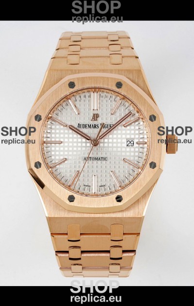 Audemars Piguet Royal Oak 15400 41MM White Dial 904L Rose Gold CALIBRE 3120 Movement 1:1 Mirror Replica