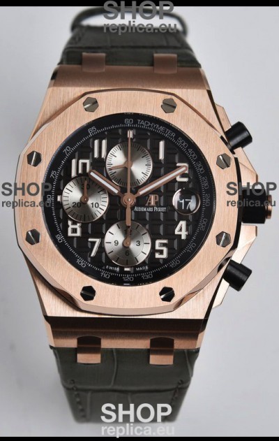 Audemars Piguet Royal Oak Offshore Black Dial Chronograph 1:1 Mirror Replica Watch - 904L Steel 