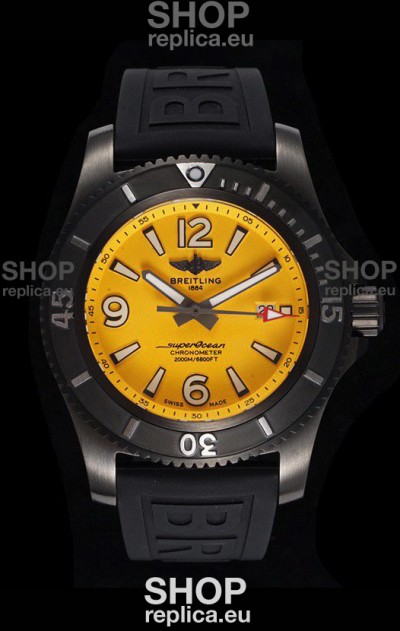 Breitling Superocean Automatic 46 Black Steel - Yellow Dial in DLC Coated Casing 