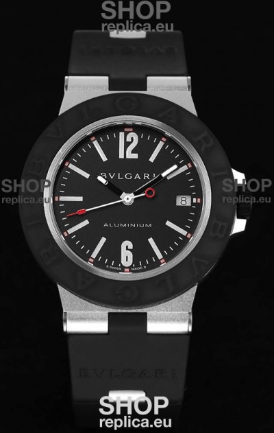 Bvlgari Aluminum 1:1 Mirror Swisss Replica Watch in Black Dial 