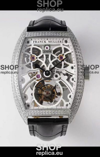 Franck Muller Fast Tourbillon Edition 1:1 Mirror Swiss Replica Watch in Diamonds Casing 