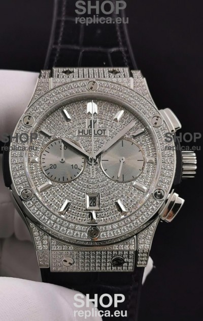 Hublot Classic Fusion Chronograph Steel Diamonds Dial and Casing 1:1 Mirror Replica Watch 