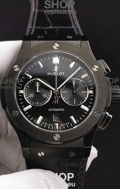 Hublot Classic Fusion Chronograph Ceramic Casing/Bezel Black Dial 1:1 Mirror Replica Watch 