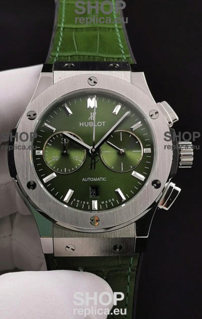 Hublot Classic Fusion Chronograph Stainless Steel Casing Green Dial 1:1 Mirror Replica Watch 