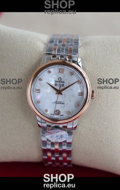 Omega De Ville Edition Swiss Automatic Watch in Two Tone Rose Gold White Dial 