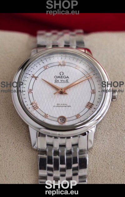 Omega De Ville Edition Swiss Automatic Watch in Stainless Steel Casing Rose Gold Hands