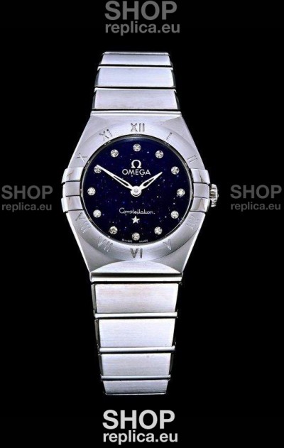 Omega Constellation Ladies Swiss Quartz 1:1 Mirror Replica - Steel Casing in Black Starry Dial 