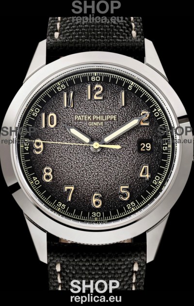Patek Philippe Calatrava 5226G-001 904L Steel 1:1 Mirror Replica Watch Hybrid Leather/Canvas Strap