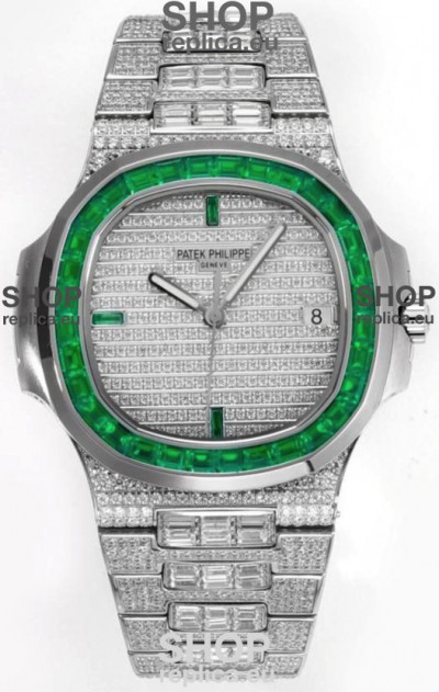 Patek Philippe Nautilus 5711/A Swiss Replica Watch 1:1 Mirror Replica in 904L Steel Diamonds Casing