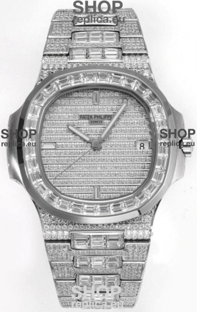 Patek Philippe Nautilus 5711/A Swiss Replica Watch 1:1 Mirror Replica in 904L Steel Diamonds Casing
