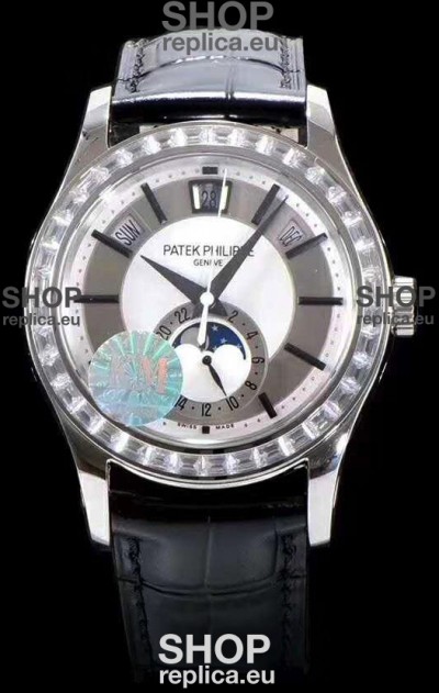 Patek Philippe 5205-001 Complications MoonPhase Light Grey Dial 1:1 Mirror Swiss Replica Watch