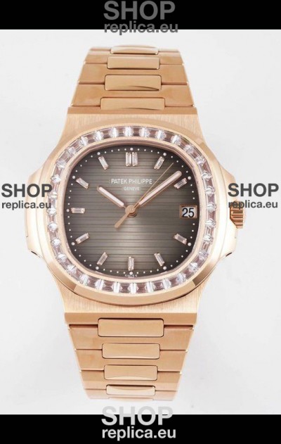 Patek Philippe Nautilus 5711/R Grey Dial 1:1 Mirror Swiss Replica Watch in Rose Gold 904L Steel 