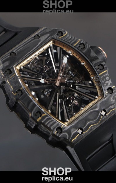 Richard Mille RM12-01 Carbon Fiber Case Genuine Tourbillon Movement 1:1 Mirror Replica Watch
